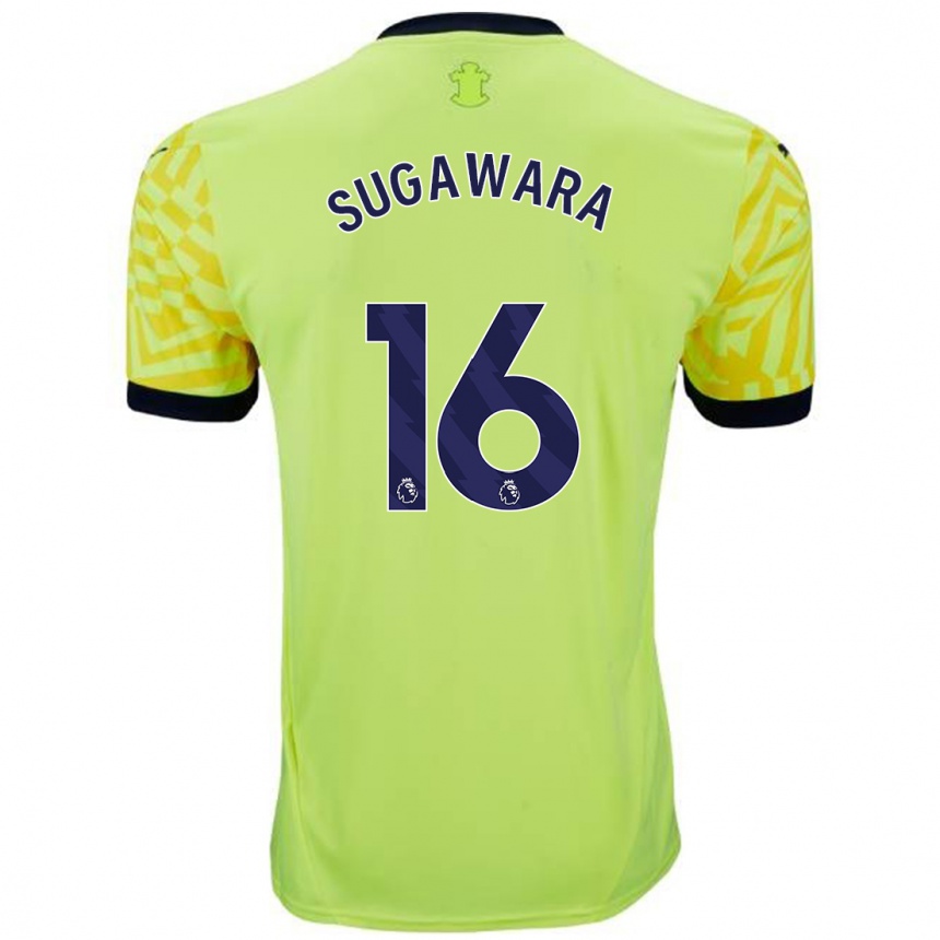 Kids Football Yukinari Sugawara #16 Yellow Away Jersey 2024/25 T-Shirt