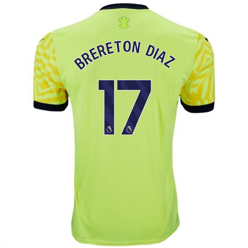 Kids Football Ben Brereton Díaz #17 Yellow Away Jersey 2024/25 T-Shirt