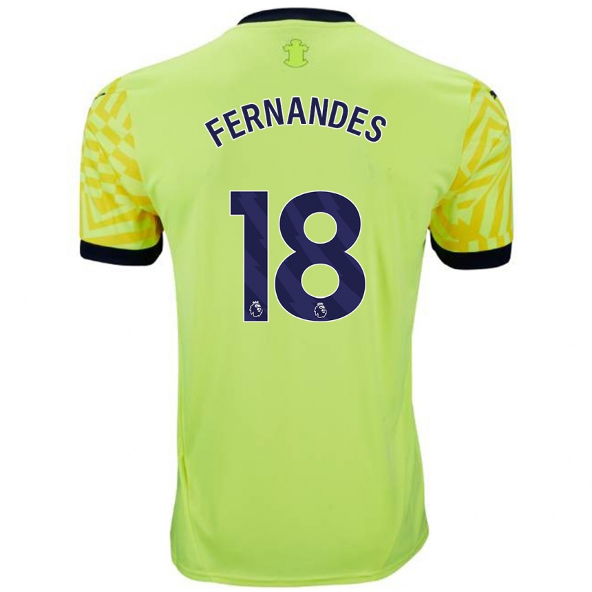 Kids Football Mateus Fernandes #18 Yellow Away Jersey 2024/25 T-Shirt