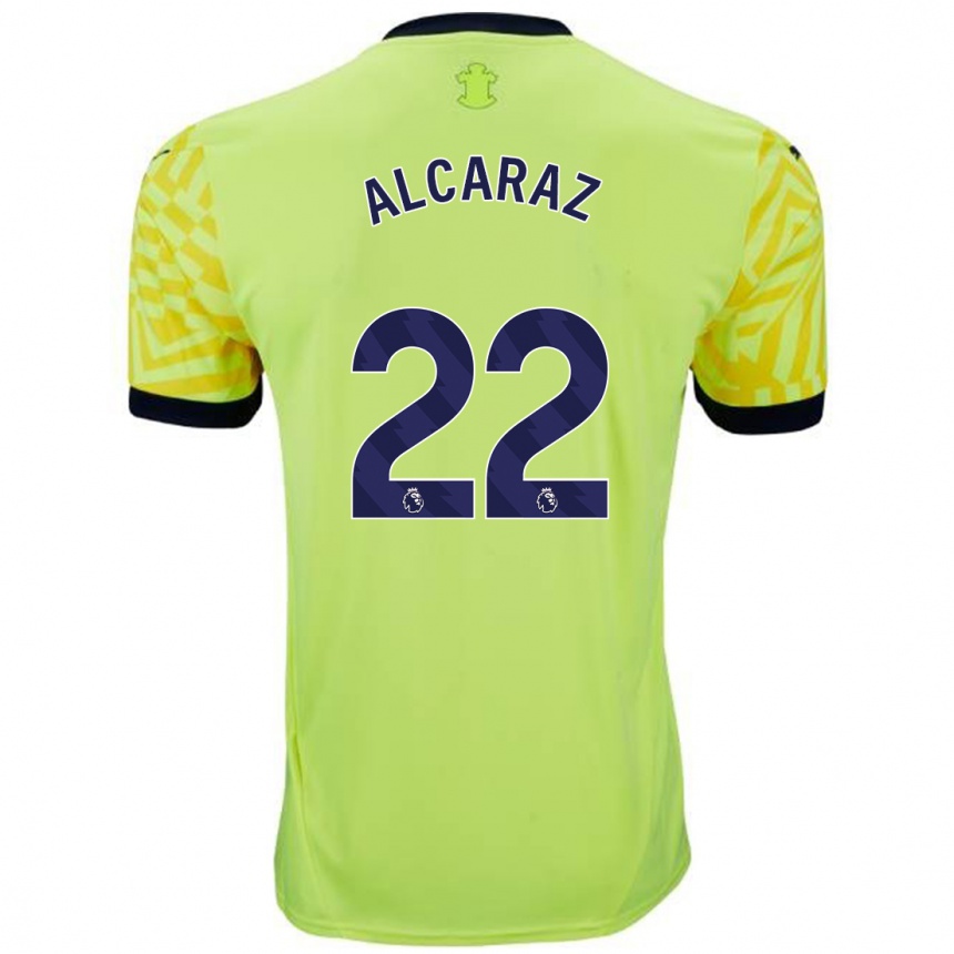 Kids Football Carlos Alcaraz #22 Yellow Away Jersey 2024/25 T-Shirt