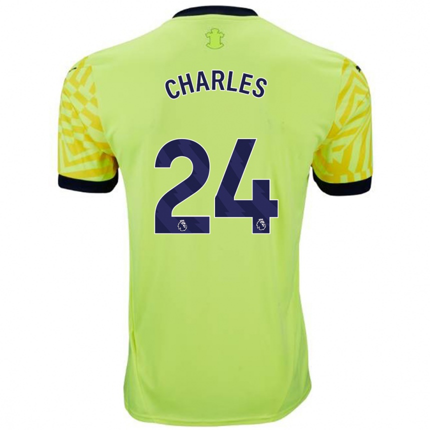 Kids Football Shea Charles #24 Yellow Away Jersey 2024/25 T-Shirt