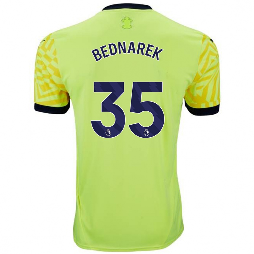 Kids Football Jan Bednarek #35 Yellow Away Jersey 2024/25 T-Shirt