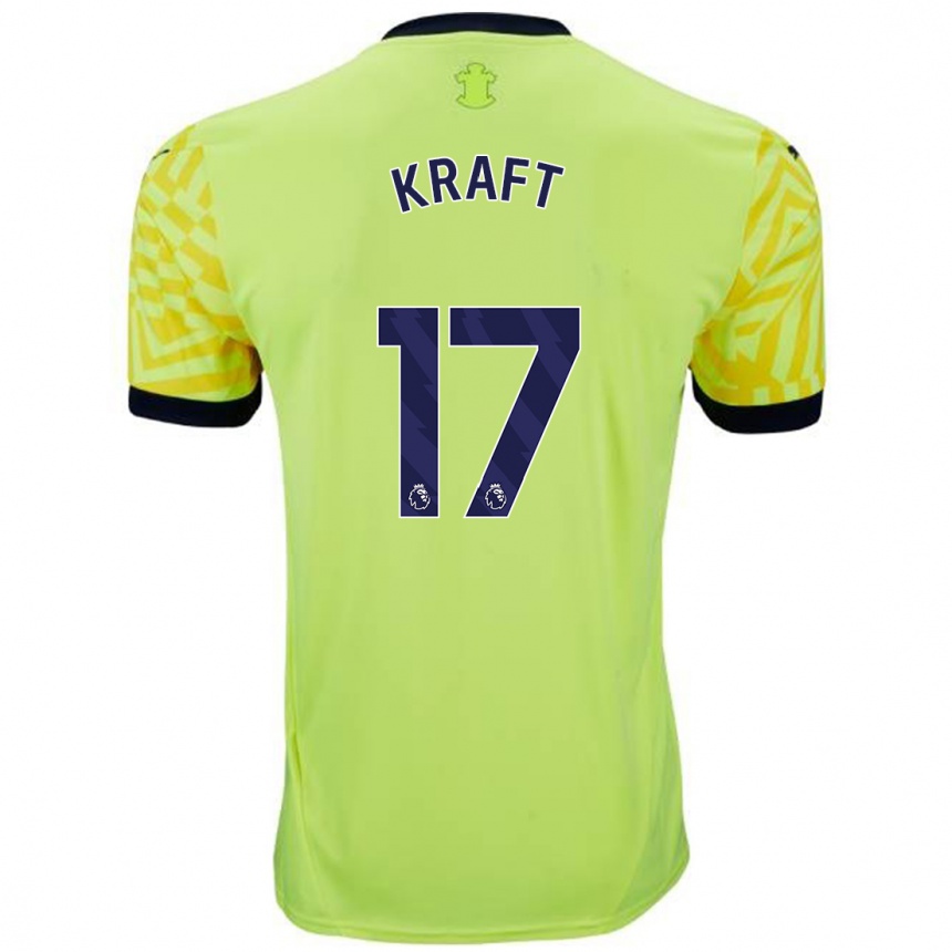 Kids Football Emily Kraft #17 Yellow Away Jersey 2024/25 T-Shirt