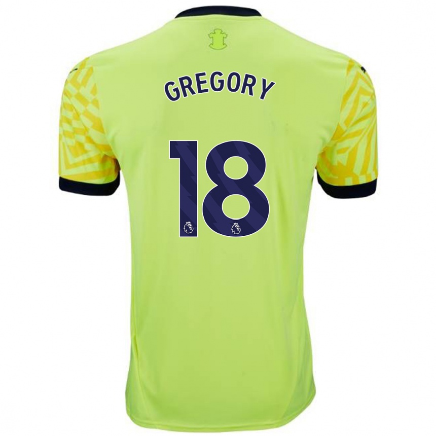 Kids Football Freya Gregory #18 Yellow Away Jersey 2024/25 T-Shirt