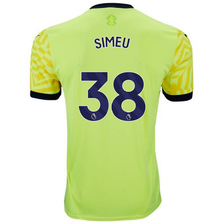 Kids Football Dynel Simeu #38 Yellow Away Jersey 2024/25 T-Shirt