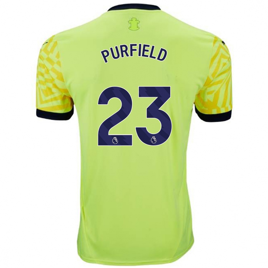 Kids Football Jemma Elizabeth Purfield #23 Yellow Away Jersey 2024/25 T-Shirt