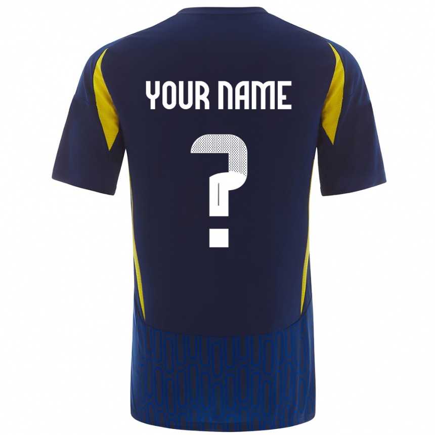 Kids Football Your Name #0 Blue Yellow Away Jersey 2024/25 T-Shirt