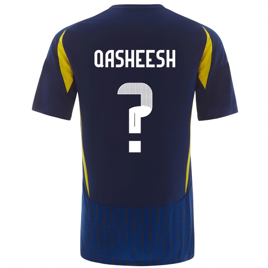 Kids Football Majed Qasheesh #0 Blue Yellow Away Jersey 2024/25 T-Shirt