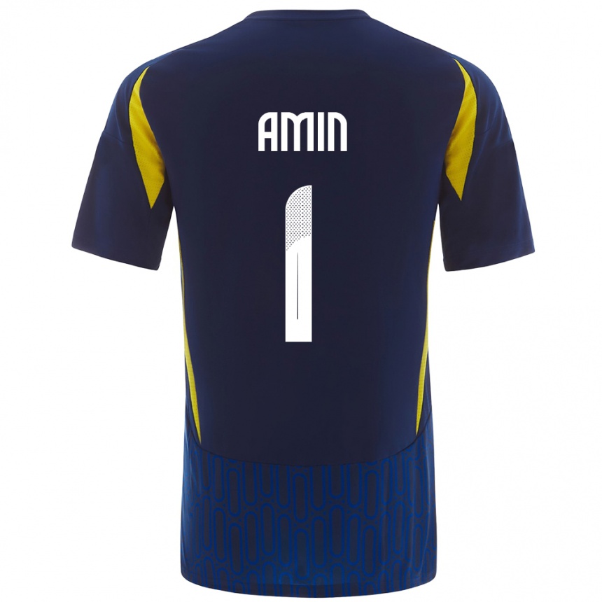 Kids Football Amin Al-Bukhari #1 Blue Yellow Away Jersey 2024/25 T-Shirt