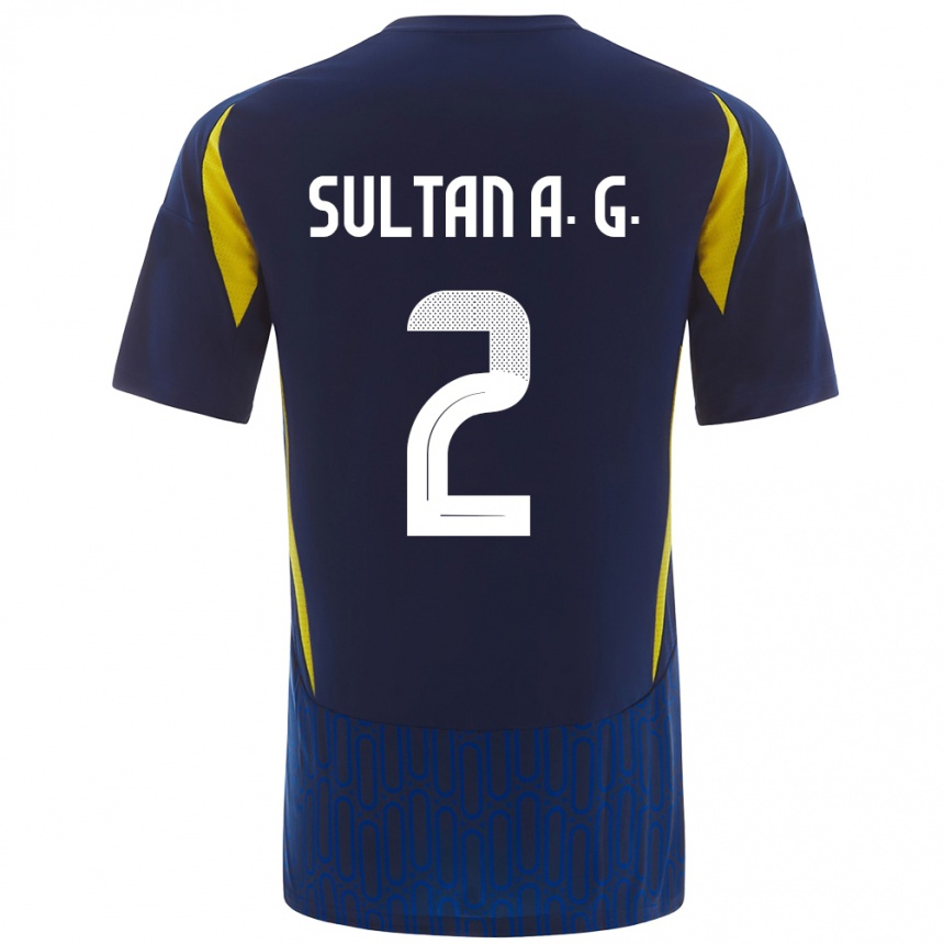 Kids Football Sultan Al-Ghannam #2 Blue Yellow Away Jersey 2024/25 T-Shirt