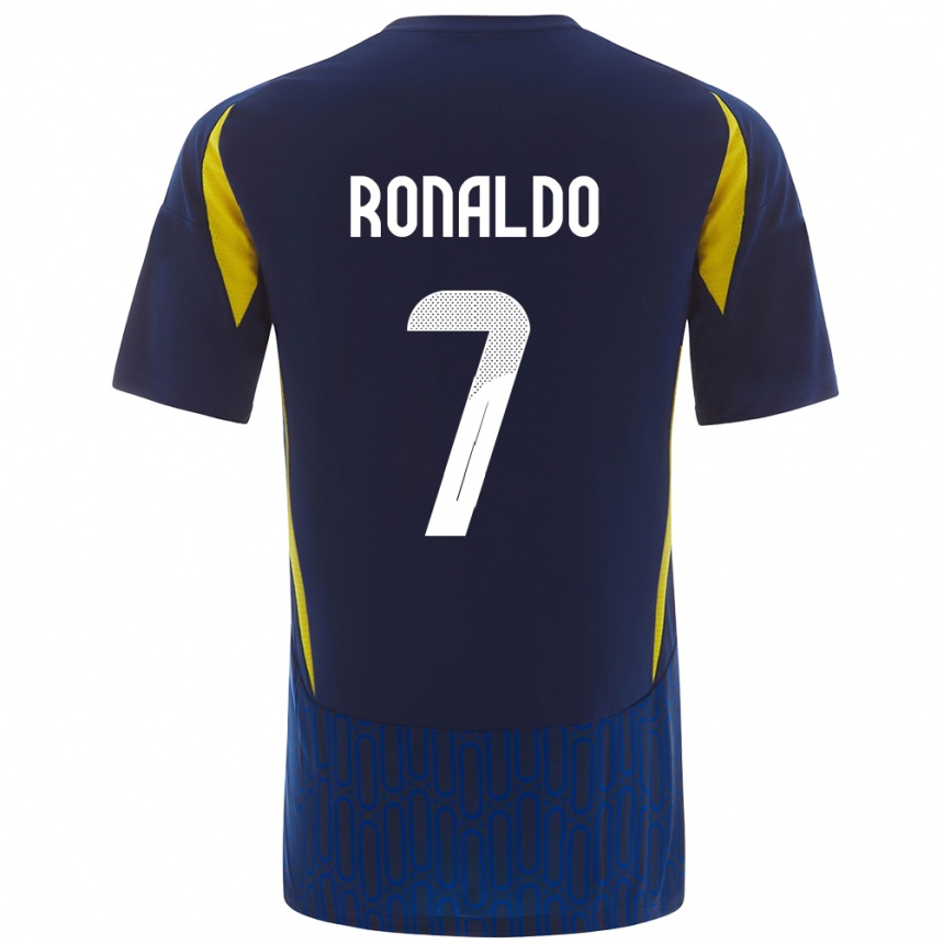 Kids Football Cristiano Ronaldo #7 Blue Yellow Away Jersey 2024/25 T-Shirt