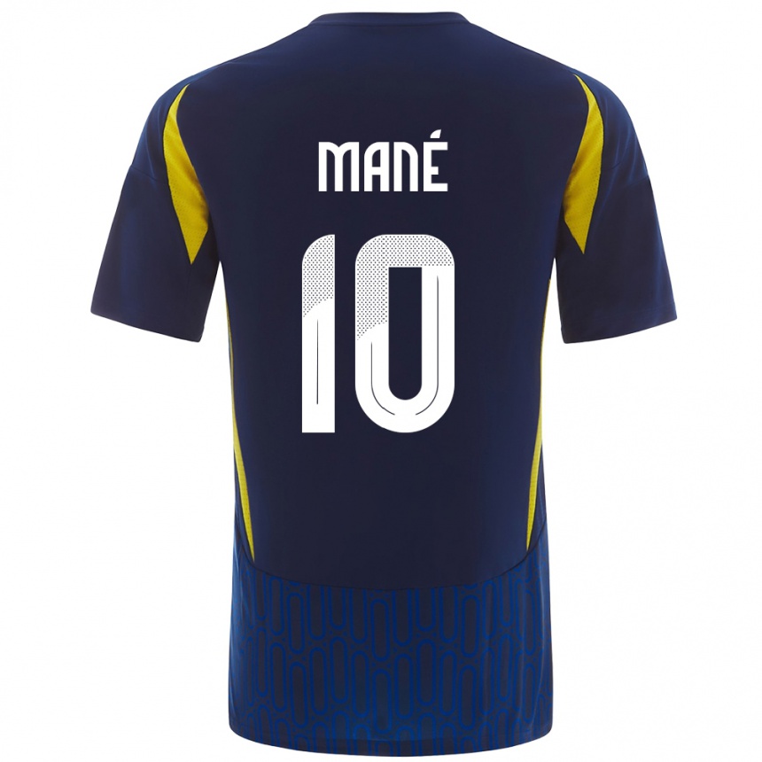 Kids Football Sadio Mane #10 Blue Yellow Away Jersey 2024/25 T-Shirt