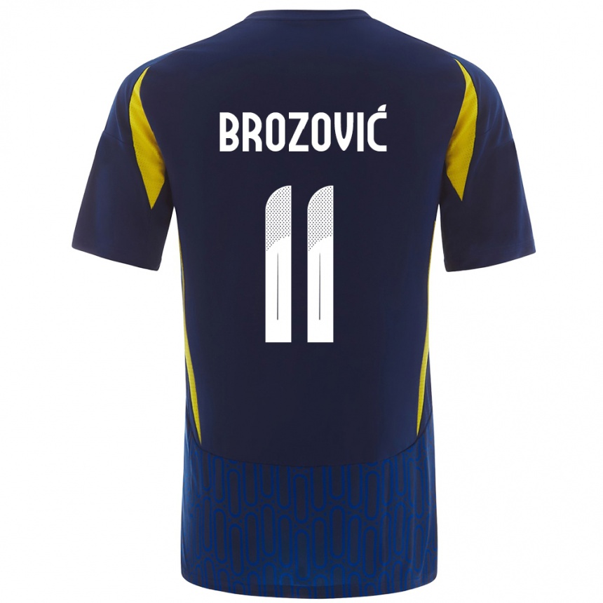 Kids Football Marcelo Brozovic #11 Blue Yellow Away Jersey 2024/25 T-Shirt