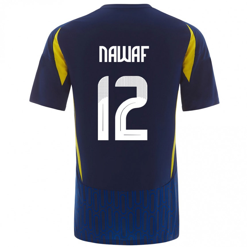 Kids Football Nawaf Al-Boushal #12 Blue Yellow Away Jersey 2024/25 T-Shirt