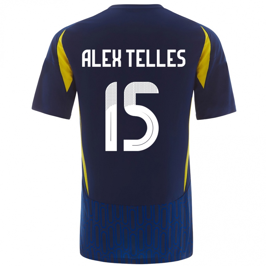 Kids Football Alex Telles #15 Blue Yellow Away Jersey 2024/25 T-Shirt