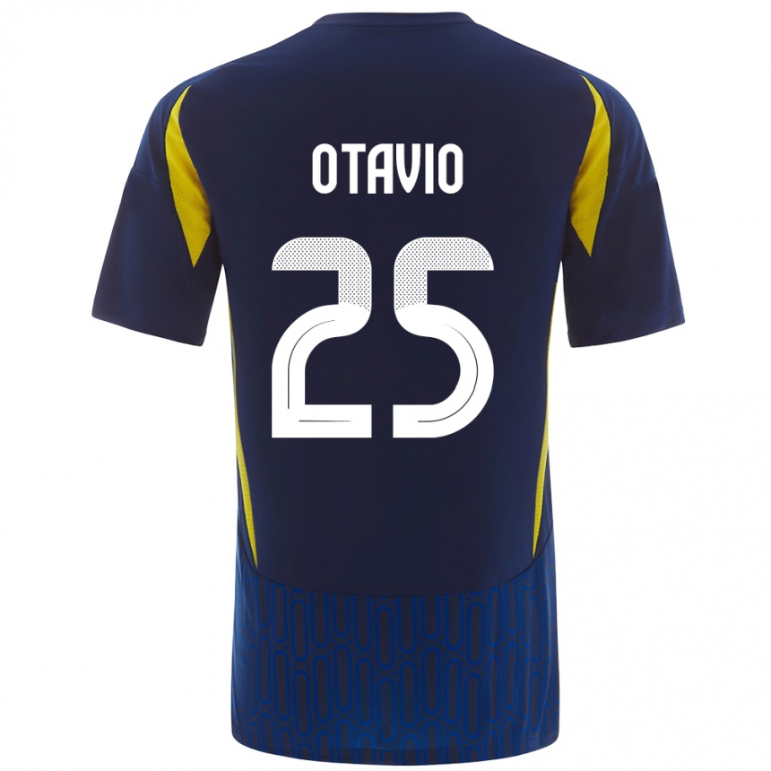 Kids Football Otávio #25 Blue Yellow Away Jersey 2024/25 T-Shirt