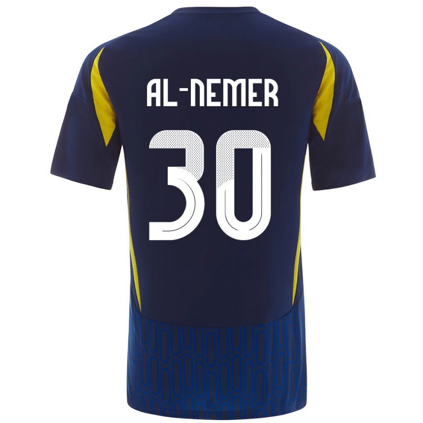 Kids Football Meshari Al-Nemer #30 Blue Yellow Away Jersey 2024/25 T-Shirt