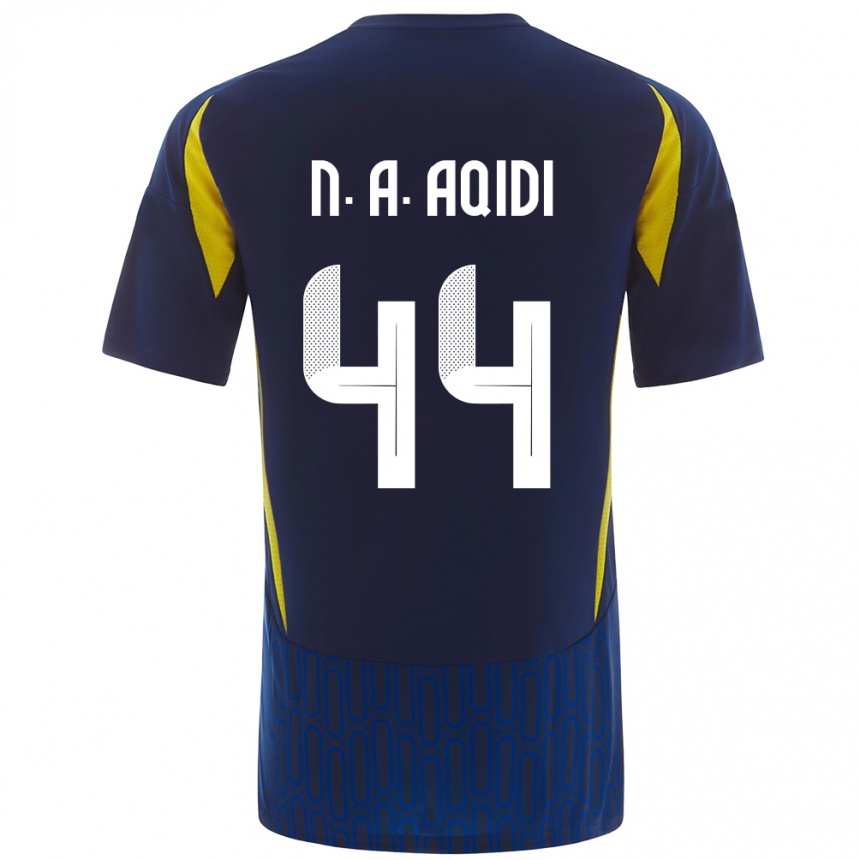 Kids Football Nawaf Al-Aqidi #44 Blue Yellow Away Jersey 2024/25 T-Shirt