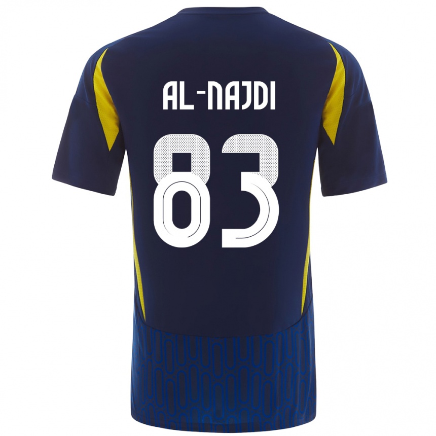 Kids Football Salem Al-Najdi #83 Blue Yellow Away Jersey 2024/25 T-Shirt