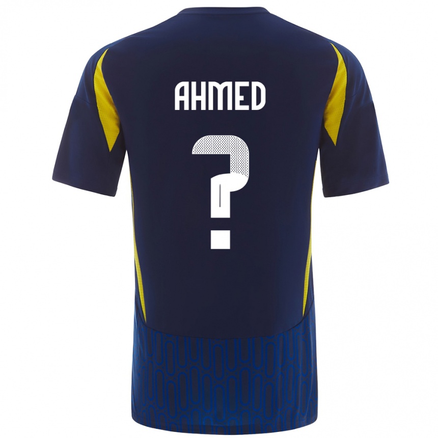 Kids Football Al Anood Ahmed #0 Blue Yellow Away Jersey 2024/25 T-Shirt