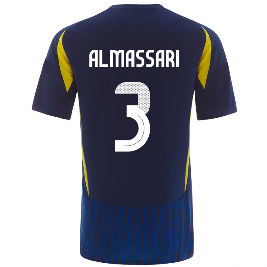 Kids Football Wadha Almassari #3 Blue Yellow Away Jersey 2024/25 T-Shirt