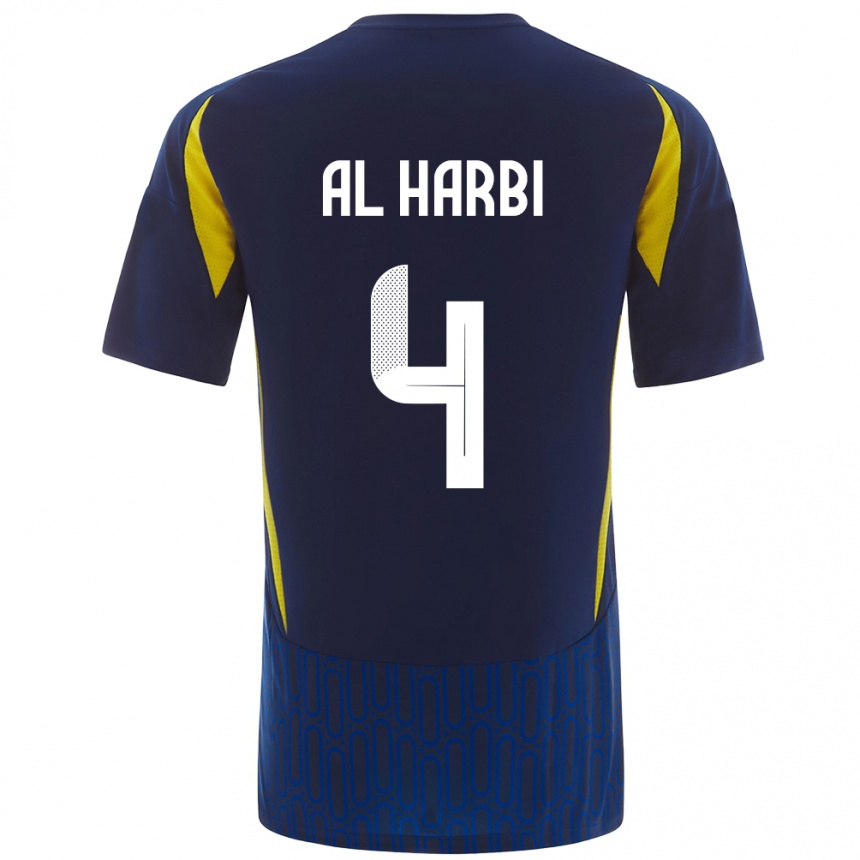 Kids Football Fay Al-Harbi #4 Blue Yellow Away Jersey 2024/25 T-Shirt