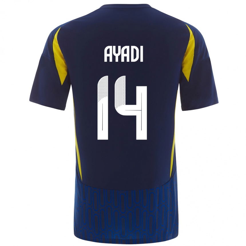 Kids Football Ghada Ayadi #14 Blue Yellow Away Jersey 2024/25 T-Shirt