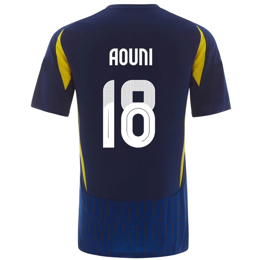 Kids Football Samia Aouni #18 Blue Yellow Away Jersey 2024/25 T-Shirt