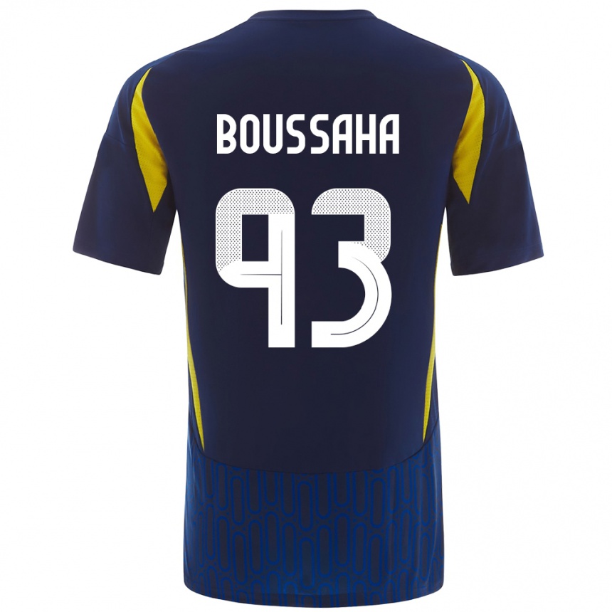 Kids Football Lina Boussaha #93 Blue Yellow Away Jersey 2024/25 T-Shirt