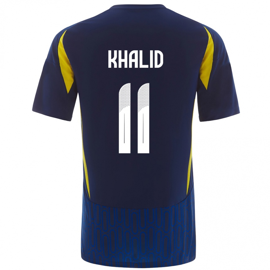 Kids Football Khalid Al-Ghannam #11 Blue Yellow Away Jersey 2024/25 T-Shirt