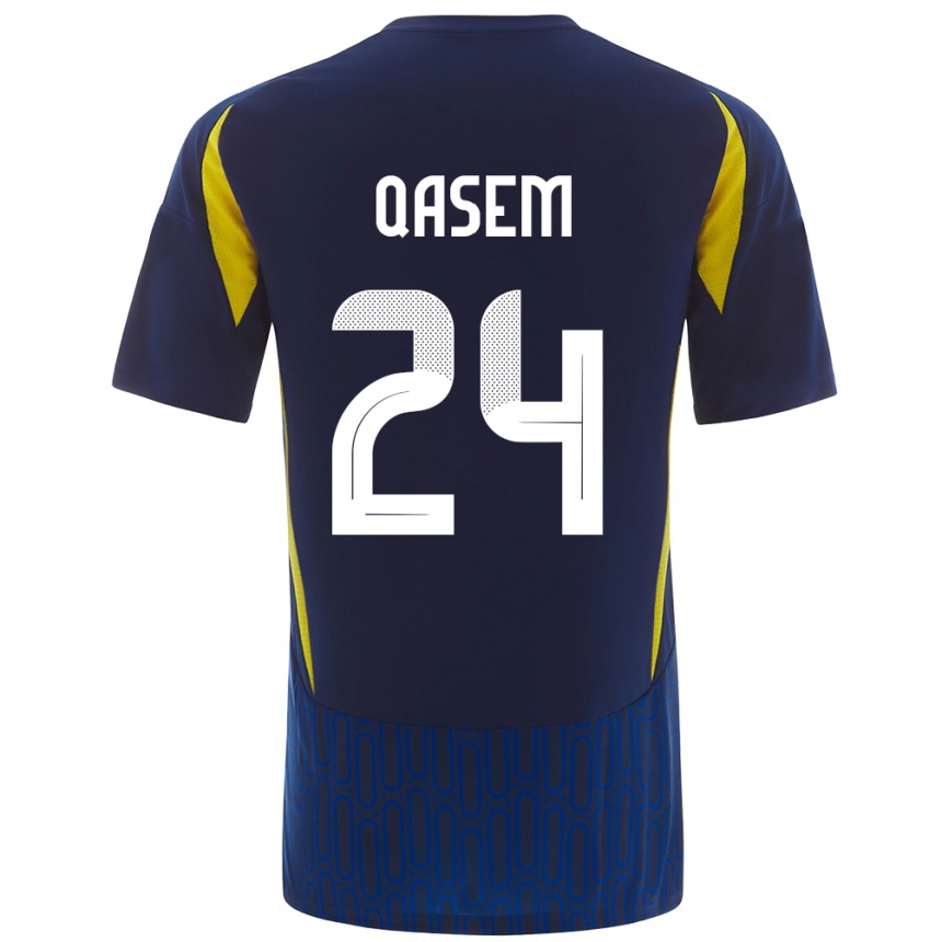 Kids Football Mohammed Qasem #24 Blue Yellow Away Jersey 2024/25 T-Shirt