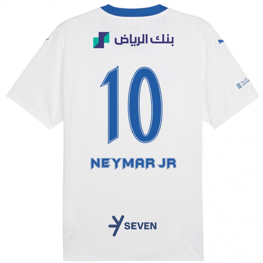 Kids Football Neymar #10 White Blue Away Jersey 2024/25 T-Shirt