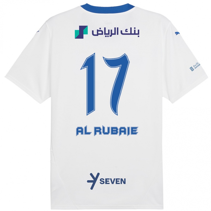 Kids Football Mohammed Al-Rubaie #17 White Blue Away Jersey 2024/25 T-Shirt