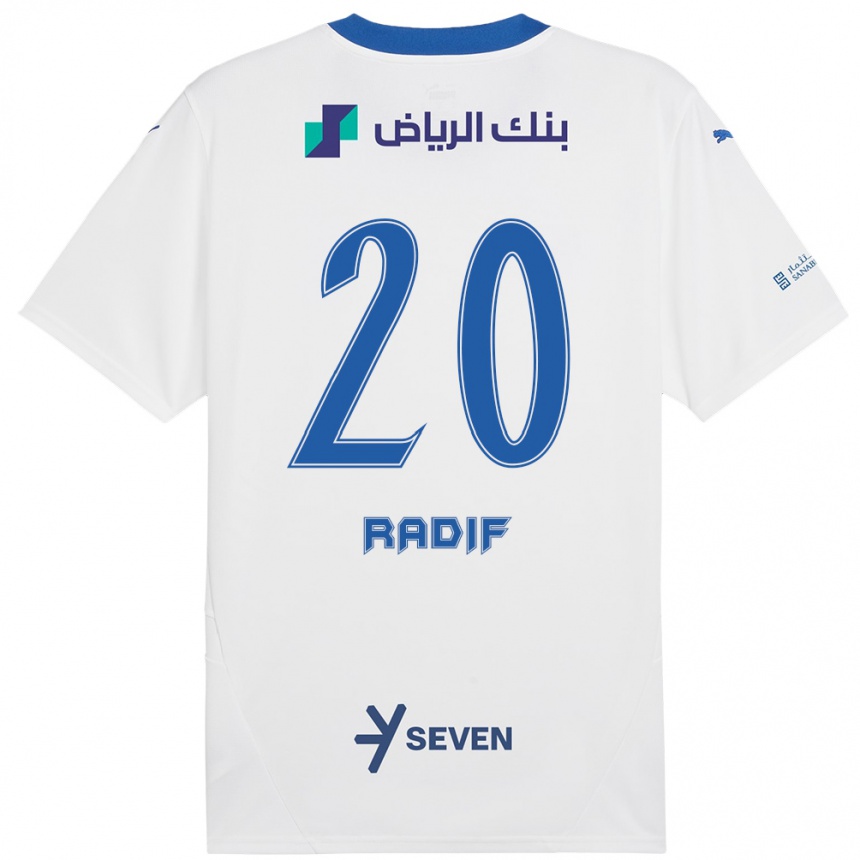 Kids Football Abdullah Radif #20 White Blue Away Jersey 2024/25 T-Shirt