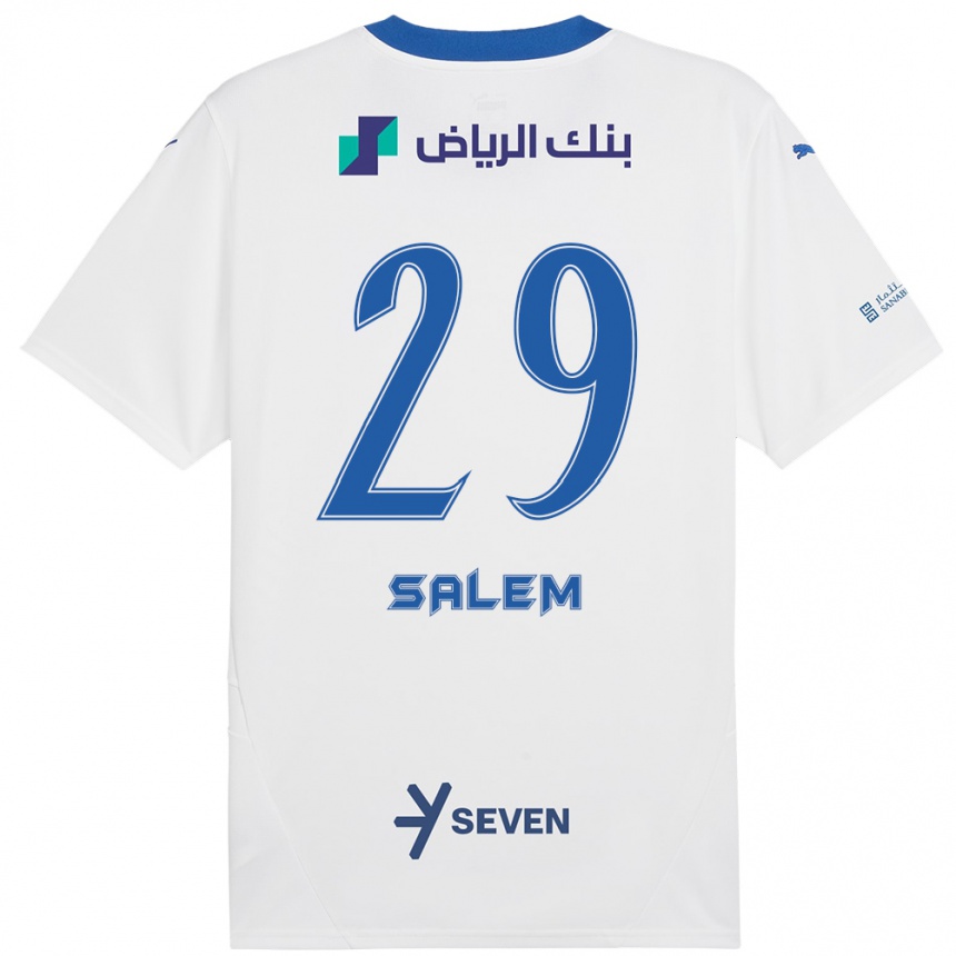 Kids Football Salem Al-Dawsari #29 White Blue Away Jersey 2024/25 T-Shirt