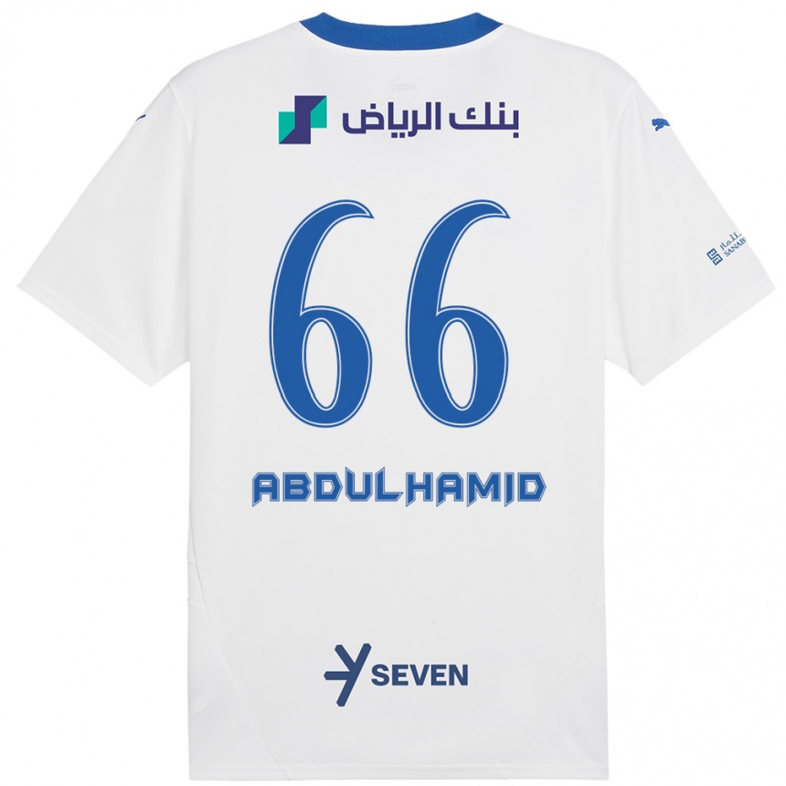 Kids Football Saud Abdulhamid #66 White Blue Away Jersey 2024/25 T-Shirt