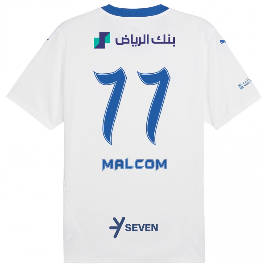 Kids Football Malcom #77 White Blue Away Jersey 2024/25 T-Shirt