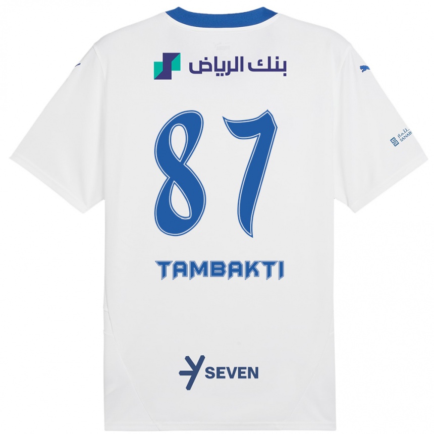 Kids Football Hassan Tambakti #87 White Blue Away Jersey 2024/25 T-Shirt