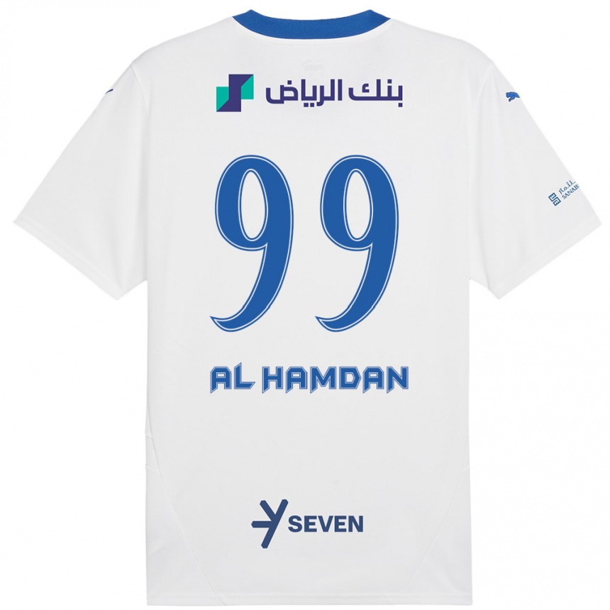 Kids Football Abdullah Al-Hamdan #99 White Blue Away Jersey 2024/25 T-Shirt