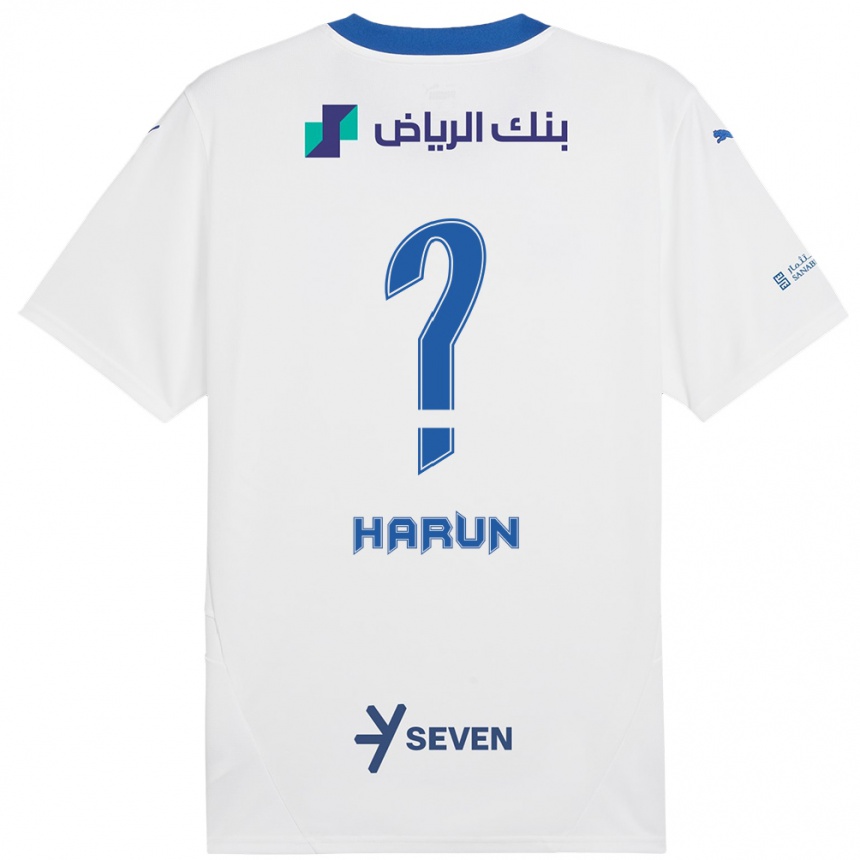 Kids Football Saud Harun #0 White Blue Away Jersey 2024/25 T-Shirt