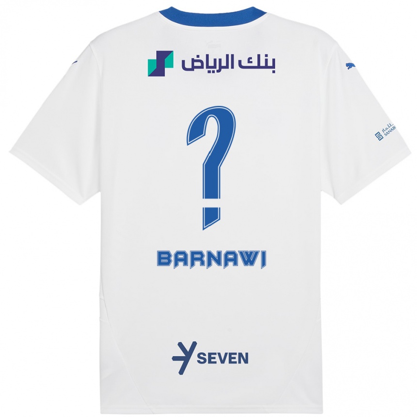 Kids Football Abdulsalam Barnawi #0 White Blue Away Jersey 2024/25 T-Shirt