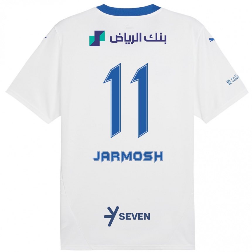 Kids Football Abdulaziz Jarmosh #11 White Blue Away Jersey 2024/25 T-Shirt