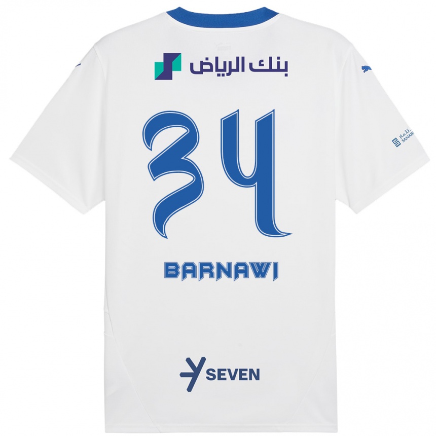 Kids Football Saleh Barnawi #34 White Blue Away Jersey 2024/25 T-Shirt