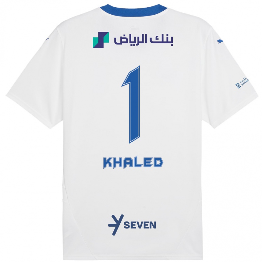 Kids Football Nawal Khaled #1 White Blue Away Jersey 2024/25 T-Shirt