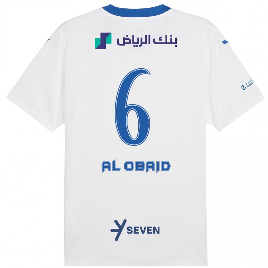 Kids Football Lulu Al-Obaid #6 White Blue Away Jersey 2024/25 T-Shirt