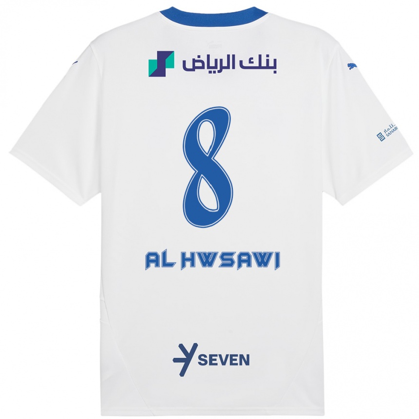 Kids Football Al Bandari Al-Hwsawi #8 White Blue Away Jersey 2024/25 T-Shirt