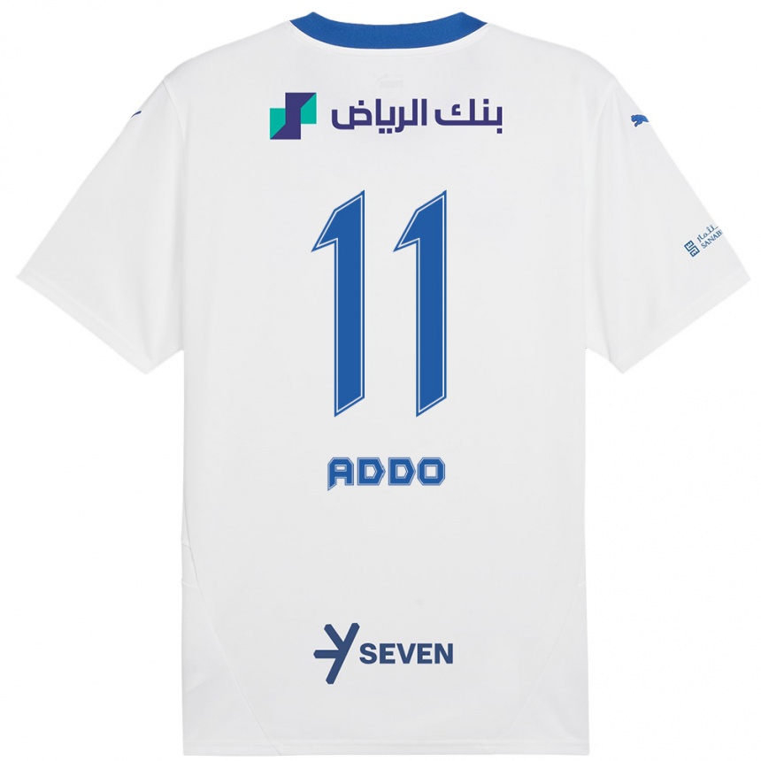 Kids Football Elizabeth Addo #11 White Blue Away Jersey 2024/25 T-Shirt