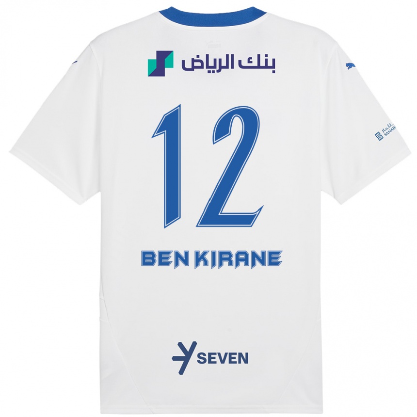 Kids Football Mariam Ben Kirane #12 White Blue Away Jersey 2024/25 T-Shirt