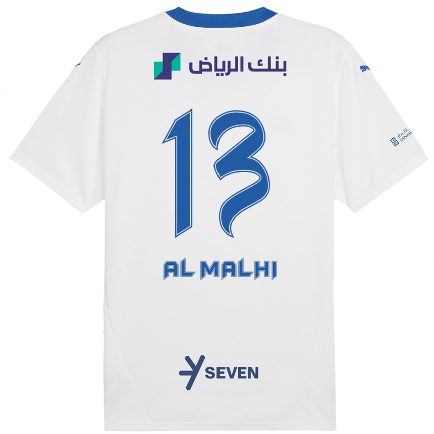 Kids Football Al Muhra Al-Malhi #13 White Blue Away Jersey 2024/25 T-Shirt