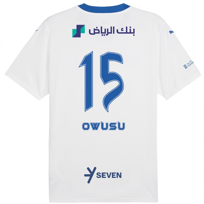 Kids Football Mavis Owusu #15 White Blue Away Jersey 2024/25 T-Shirt